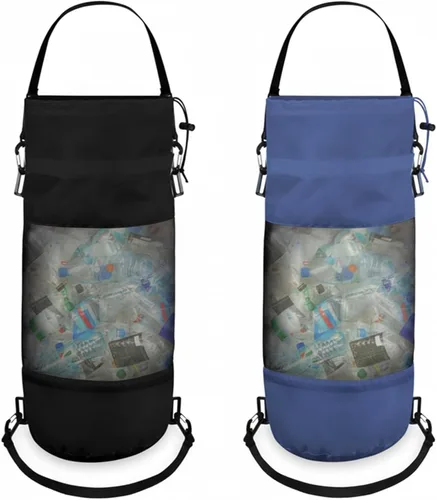 Vista 8 de Paquete de 2 accesorios portátiles para barcos, bolsas de basura de malla, contenedor de basura para barco, kayak, cámper, pesca, cabina, Negro
