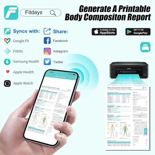 Vista 4 de Báscula inteligente de grasa corporal de 8 electrodos con IMC, grasa corporal, masa muscular, 28 métricas de composición corporal, báscula