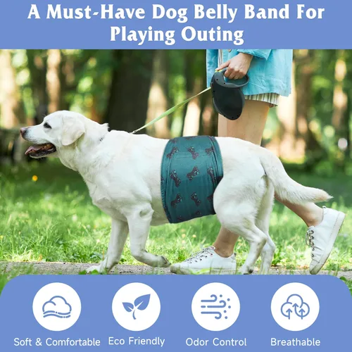 Vista 6 de Paquete de 5 pañales reutilizables para perros machos, bandas para el vientre de alta absorción para perros machos, para perros en incontinencia