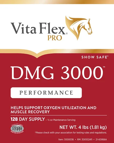 Vista 4 de Vita Flex Pro DMG 3000 concentrado DMG para caballos, 4 libras, suministro para 128 días