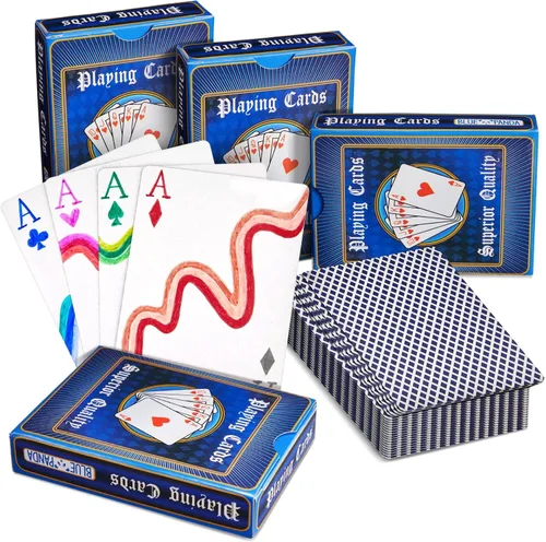 Vista 9 de Blue Panda Paquete de cartas en blanco – 3 x 4 pulgadas, parte trasera de diamante a cuadros azules, 224 unidades (4 mazos)