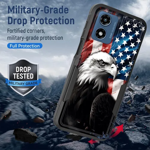 Vista 6 de para Moto G Play 4G 2024, funda de dos capas híbrida resistente y a prueba de golpes, PC duro + silicona suave protectora para Motorola Moto G Play