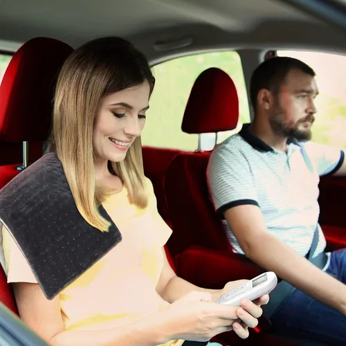 Vista 4 de Comfytemp Manta eléctrica para auto de 12V/24V para aliviar el dolor de espalda, 4 ajustes de calor, apagado automático de 11 horas, manta portátil