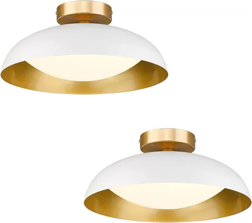Vista 25 de kudos KDCL01-GD-S - Lámpara de techo dorada, lámpara LED de 9.5 pulgadas, lámpara colgante moderna de 12 W 600 lm, iluminación de techo regulable