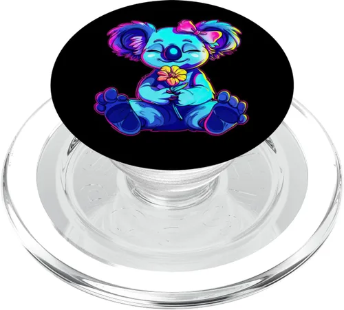 Vista 7 de Streetwear synthwave 80s 90s retro lindo niñas koala y flor PopSockets adhesivo PopGrip
