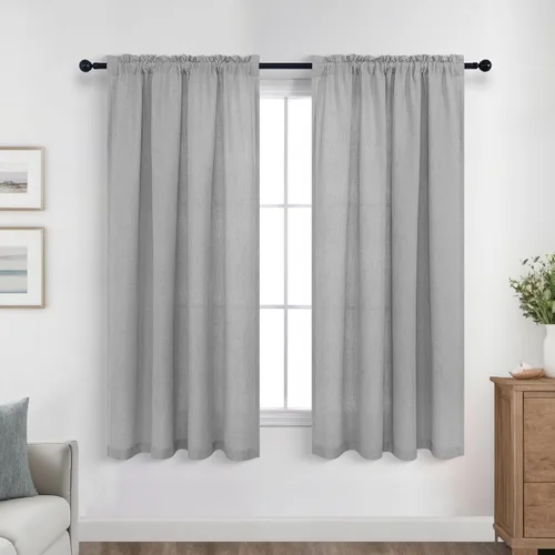 Vista 21 de KOUFALL Juego de 2 cortinas de puerta francesa, cortinas de lino para puerta/ventana, cortina transparente boho para cristal lateral delantero