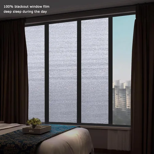 Vista 2 de Película de privacidad para ventana, opacidad total, control de calor, anti UV, calcomanías para ventana, no adhesivas, película aislante