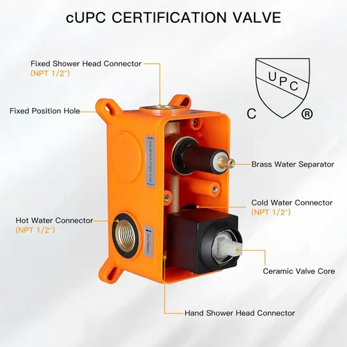 Vista 3 de BESy Sistema de ducha con cabezal de ducha de lluvia de 12 pulgadas y montaje en pared de mano, juego combinado de grifo de ducha de lluvia de alta