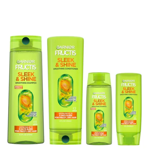 Vista 12 de Garnier Fructis Sleek & Shine Champú (22 onzas líquidas) + Acondicionador (21 onzas líquidas) Set para cabello encrespado y seco, Queratina vegetal