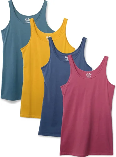 Vista 10 de Kalon Paquete de 4 camisetas sin mangas para mujer con diseño moderno y pechugona