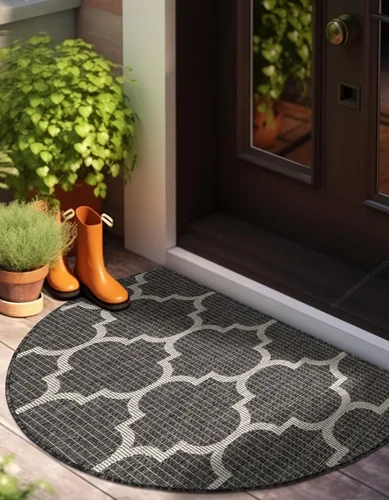 Vista 71 de Unique Loom Outdoor Trellis Collection Alfombra de Área (5' 1" x 8' Oval, Aguamarina/Gris)