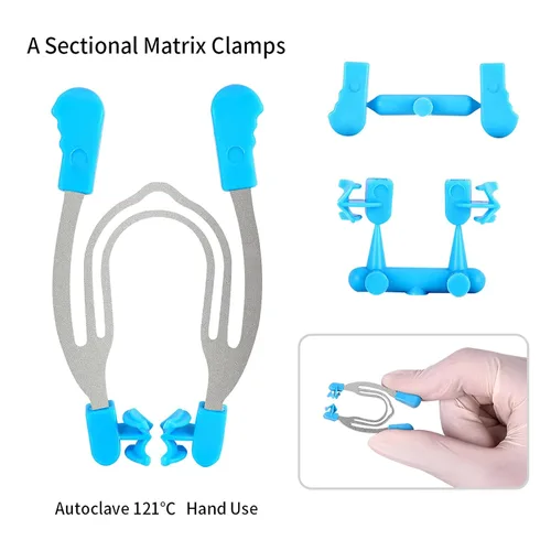 Vista 4 de Clip de matrices seccionales dentales, abrazaderas de matrices contorneadas seccionales de matriz dental, anillos de clip de resorte resistentes a