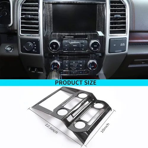 Vista 3 de JeCar Panel de tablero de consola central de grano de madera negra para Ford F150 2015-2020 Accesorios interiores