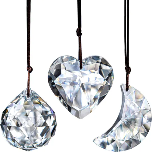 Vista 10 de H&D HYALINE & DORA 50mm Geometría Cristal Corazón Atrapasueños Prismas Colgantes con Prisma de Vidrio Fabricante de Arcoíris para Ventanas, Balcón