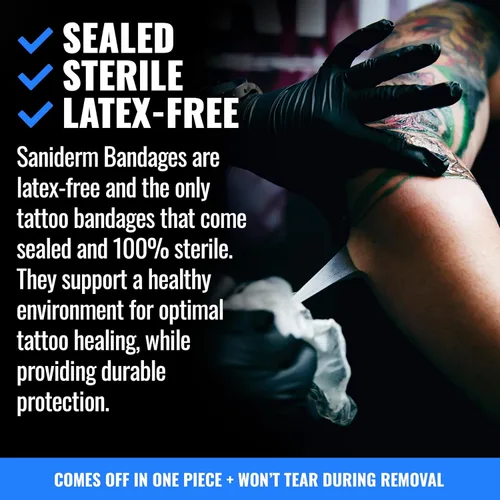 Vista 6 de Saniderm Flex Tattoo Aftercare Vendaje (nuevo) (rollo mediano, 6 pulgadas x 8 yardas) – Práctico, más rápido curación y protección del tatuaje