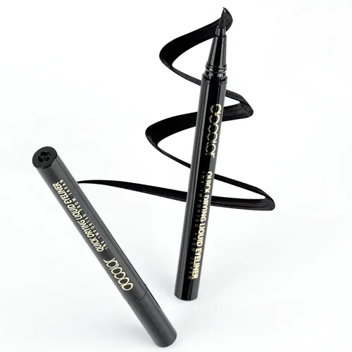 Vista 13 de Docolor - Lápiz delineador de ojos impermeable súper delgado y preciso, delineador líquido negro para todo el día, maquillaje profesional, lápiz