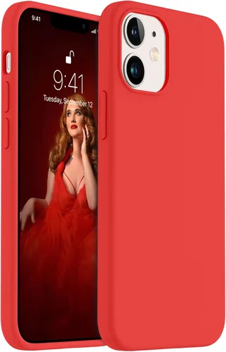 Vista 14 de AOTESIER - Funda para iPhone 12 Mini, de silicona líquida de grado alimenticio con [forro de microfibra suave antiarañazos], protección contra