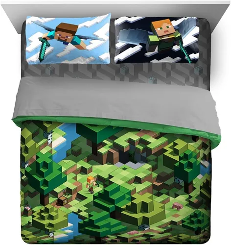 Vista 45 de Jay Franco Minecraft Daytime - Juego de ropa de cama completa de 7 piezas - Incluye edredón y juego de sábanas - La ropa de cama presenta a Alex