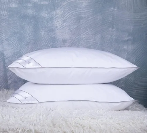 Vista 7 de Paquete de 2 almohadas de plumas de ganso natural para dormir, 100% algodón, almohada de cama para dormir de espalda lateral, tamaño estándar, juego