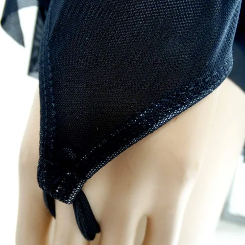 Vista 8 de LIUHUO Vestido de patinaje artístico - Vestido de terciopelo negro para competición de niñas