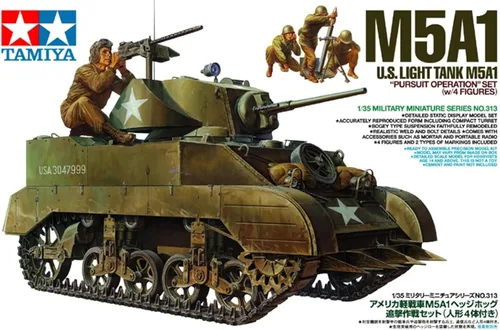 Vista 2 de Tamiya 35313 1/35 US Tanque ligero M5A1 Kit de modelo de plástico