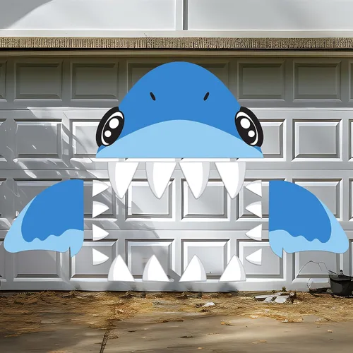 Vista 3 de JOYIN Kit de decoración de Halloween para maletero o golosinas, calcomanías para automóvil, decoración de tiburón, casa embrujada para SUV, puerta