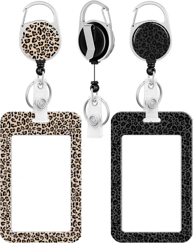 Vista 12 de Paquete de 2 portatarjetas y carrete retráctil resistente, soportes para tarjetas de identificación con clip retráctil para enfermeras, profesores
