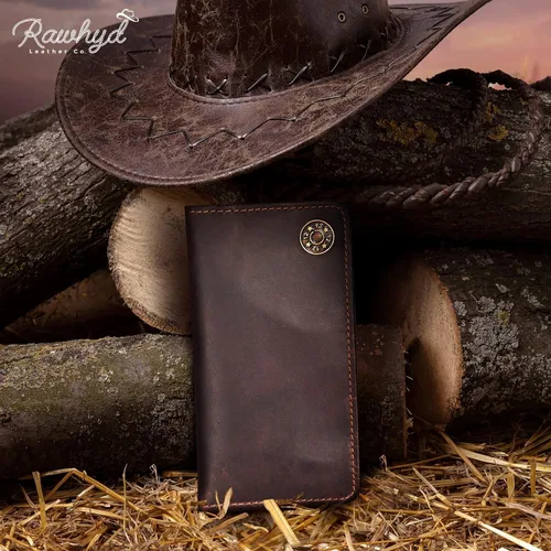 Vista 8 de RAW HYD - Cartera larga de cuero para hombres Funda de chequera doble un gran regalo para hombres