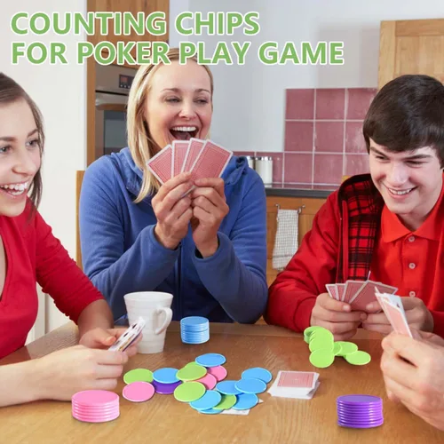 Vista 6 de SenseYo 100 fichas de póquer de 1.45 pulgadas con caja de almacenamiento para niños, conteo de matemáticas, juego de cartas