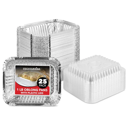 Vista 11 de Stock Your Home Sartenes pequeños de aluminio de 1 libra con tapas de plástico transparente (paquete de 100), utensilios de cocina desechables