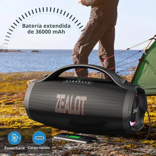 Vista 5 de ZEALOT Altavoz Bluetooth fuerte con subwoofer, altavoz portátil de 160 W RMS, bocina Bluetooth, IPX6 a prueba de agua, sonido estéreo de alta