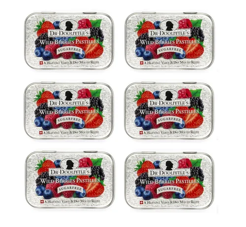 Vista 7 de Dr. Doolittle’s Pastillas sin azúcar para la voz y la garganta, sabor a bayas silvestres, bolsa de tamaño para viajes, aproximadamente 0.33 onzas
