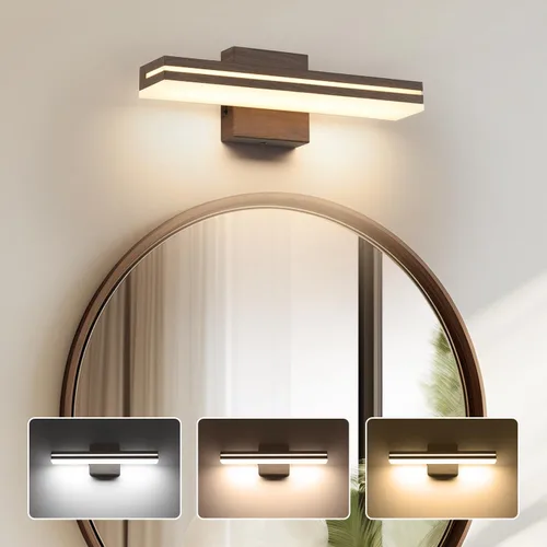 Vista 25 de SineRise - Lámparas LED modernas para tocador de baño (40,6 cm, 3000K/4000K/6000K, regulables), lámparas de pared modernas de acrílico cromado