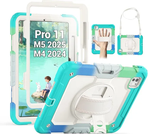 Vista 17 de SEYMAC para iPad Pro de 11 pulgadas Funda M5 2025/M4 2024, Funda Protectora Resistente a Prueba de Golpes con Protector de Pantalla, Soporte