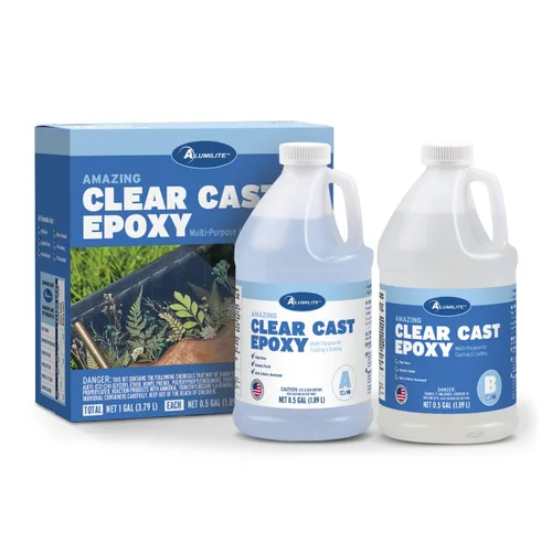 Kit de resina epoxi Alumilite Amazing Clear Cast (1 galón) - Seguro para alimentos, cristalino, acabado de alto brillo - Perfecto para encimeras,