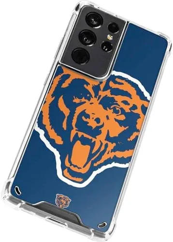 Vista 2 de Skinit Funda transparente compatible con Galaxy S21 Ultra 5G, diseño de logotipo retro de Chicago Bears de la NFL con licencia