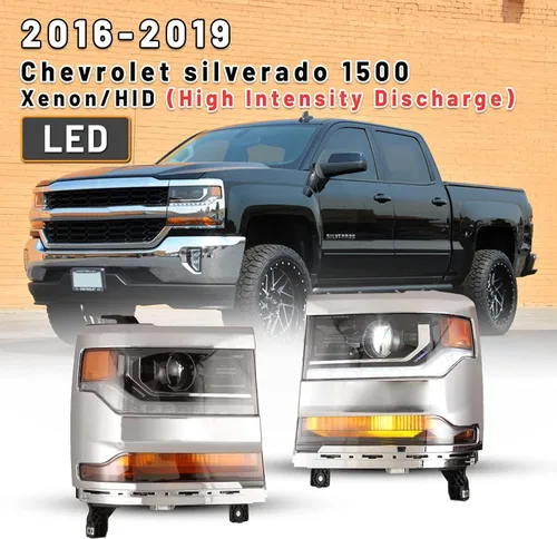 Vista 6 de AUTOWIKI Faros delanteros LED DRL para Chevy Silverado 1500 Chevrolet HID 2016 2017 2018 2019 Ensamblajes de faros delanteros