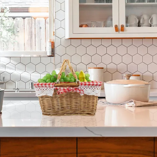 Vista 3 de FOMIYES Cesta de mimbre para picnic con forro de ratán, contenedor tejido para pan, frutas y verduras, cesta de almacenamiento de huevos, cesta