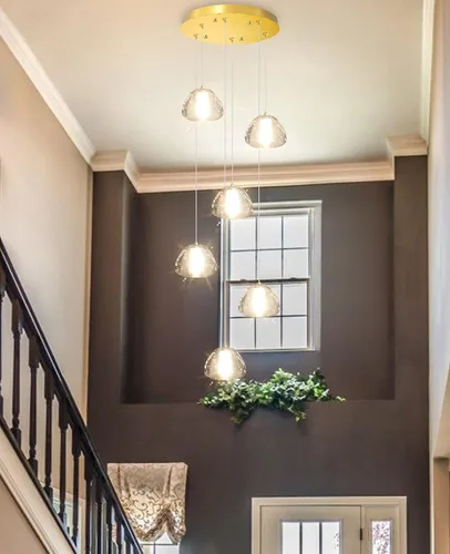 Vista 26 de Lámpara colgante moderna de cristal para isla de cocina, comedor, dormitorio, pasillo, color negro