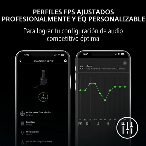 Vista 9 de Razer BlackShark V3 Pro Auriculares inalámbricos ANC Gaming para PC, color Negro