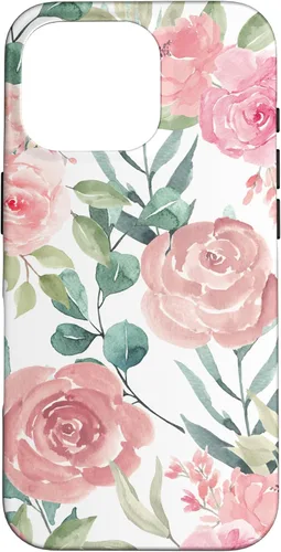 Vista 20 de iPhone 16 Pastel Pink Flower Print - Watercolor Floral Petals Blossom Case