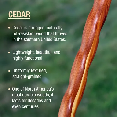 Vista 3 de Brazos Handcrafted Wood Walking Stick, Twisted Cedar, Backpacker Style Handle, for Men & Women, Made in The USA