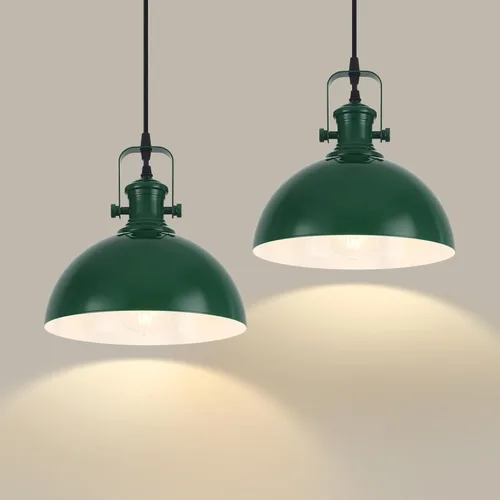 Lámpara colgante verde de granja, lámpara colgante industrial de 9.8 pulgadas, luces colgantes modernas para isla de cocina, dormitorio, sala de