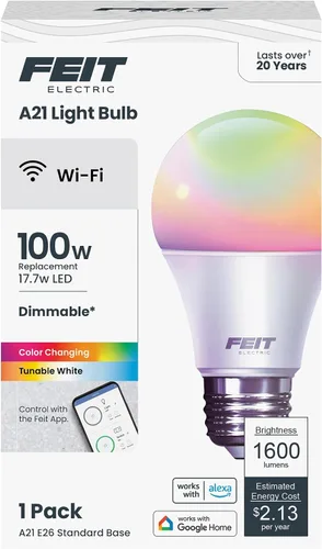 Vista 4 de Feit Electric - Bombillas inteligentes A19 RGBW que cambian de color, 60 W Eq - 1 paquete