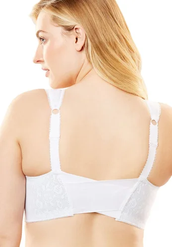 Vista 2 de Brasier sin aros con cierre frontal de 18 horas para mujer, talla grande, con espalda flexible 4695, Negro