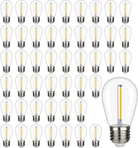 Vista 8 de Paquete de 15 bombillas LED S14, bombillas de repuesto inastillables e impermeables de 1 W, bombillas LED Edison con base E26, blanco cálido 2200 K