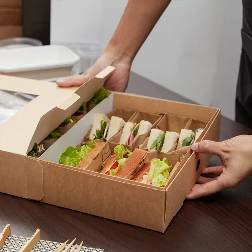 Vista 6 de Restaurantware -Inserto de 12 x 8.7 x 3.2 pulgadas para bandejas de catering, 10 insertos resistentes a la grasa para cajas de catering - Inserto