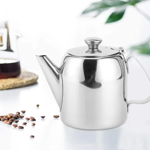 Vista 7 de Tetera de acero inoxidable, cafetera de agua fría con boquilla corta, contenedor de bebida de 16.9 fl oz para el hogar, hotel, uso en restaurantes