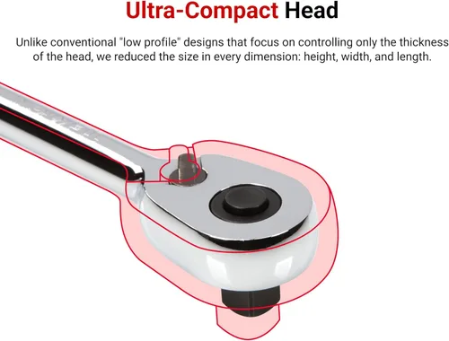 Vista 3 de TEKTON Trinquete de liberación rápida corto y grueso de 1/4 pulgadas x 3 pulgadas SRH11003