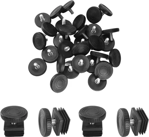 Vista 10 de Heyiarbeit Niveladores de muebles 40mm/1.57" diámetro base M8 rosca ajustable hogar nivelación patas tono negro 8 piezas